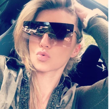 

2020 Fashion Luxury brand Gradient lens sunglasses butterfly Rimless Oversized frame Square Gradient lens high quality women