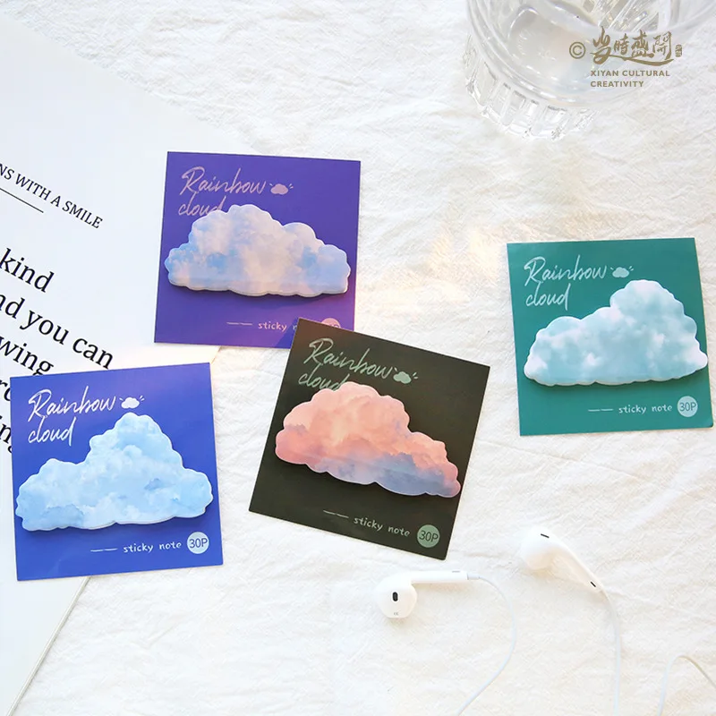 Cute Rainbow Cloud Memo Pad Sticky Notes Memo Notebook Students Stationery 