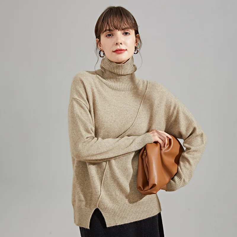 SuyaDream woman Wool sweaters Cashmere Turtleneck