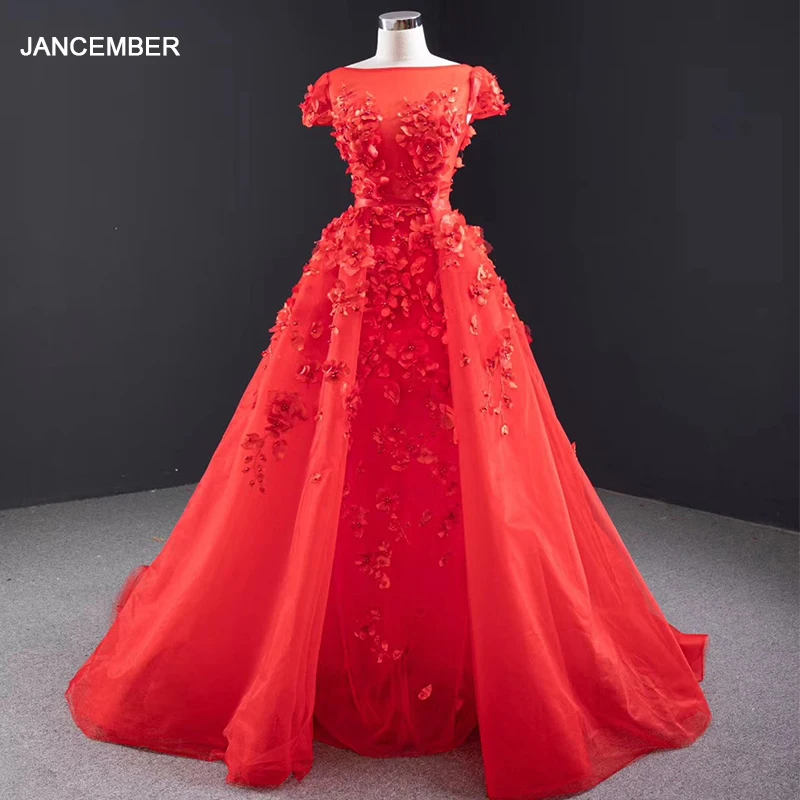J67077 Jancember вечерние платье 2020 Для женщин Вечернее Elegangt круглым вырезом Кепки с