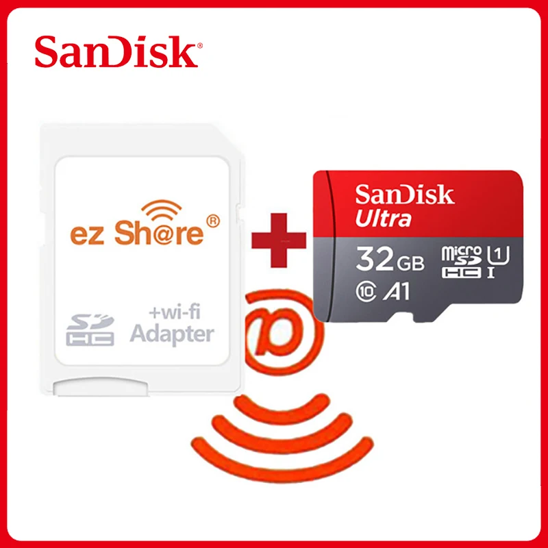 ezshare Wireless wifi adapter+Sandisk Ultra 16gb 32gb class10 microsd wifi wireless TF Card Micro SD Card 64gb Memory Card 128GB biggest sd card Memory Cards