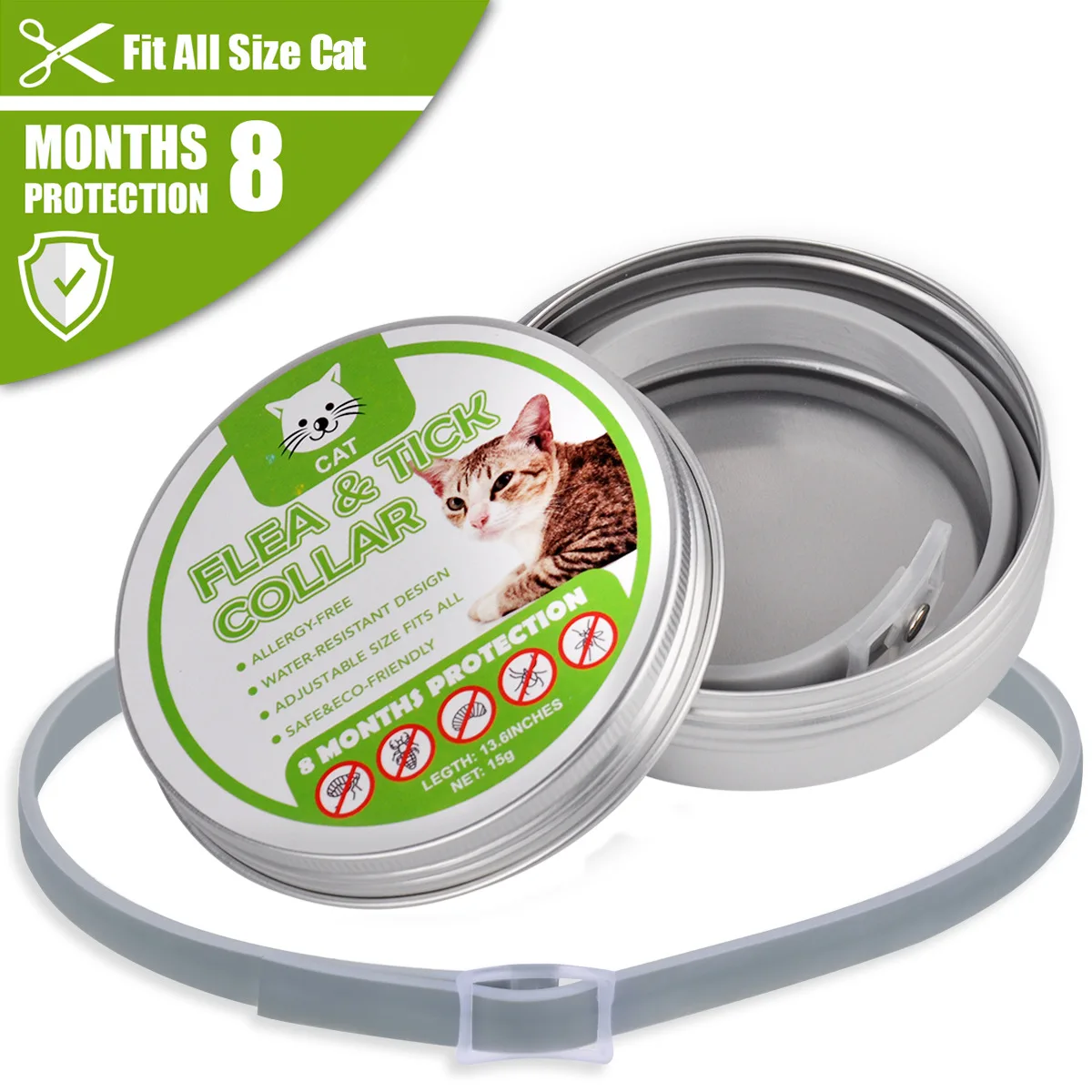 Summer Anti-insect Cat Collar Anti Flea Mosquitoes Ticks Waterproof Cat Flea Collar for Pet 8 Months Protection for Cats