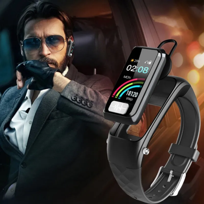 2 в 1 спортивный браслет Bluetooth наушники фитнес-трекер монитор сердечного ритма модный смарт-Браслет Смарт-часы браслет
