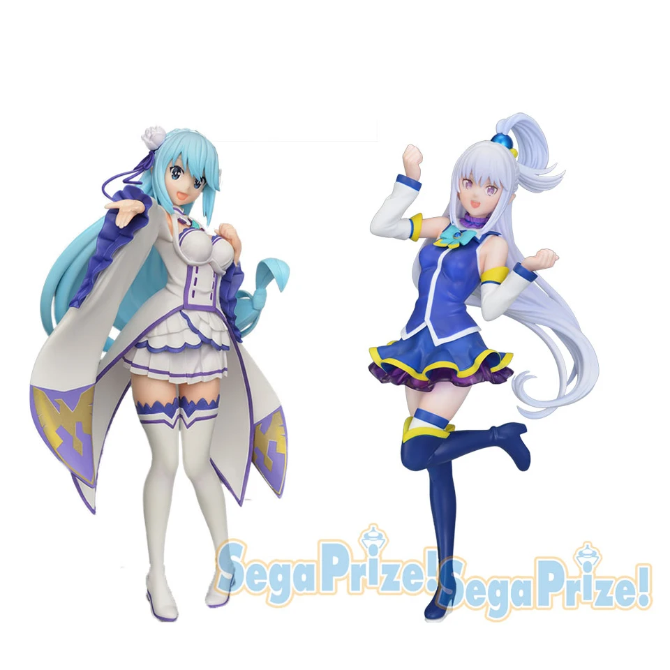 

Original Sega LPM Anime KonoSuba with Re:Zero Aqua Cos Emilia PVC Action Figure Cute Girls Figurine Model Toys