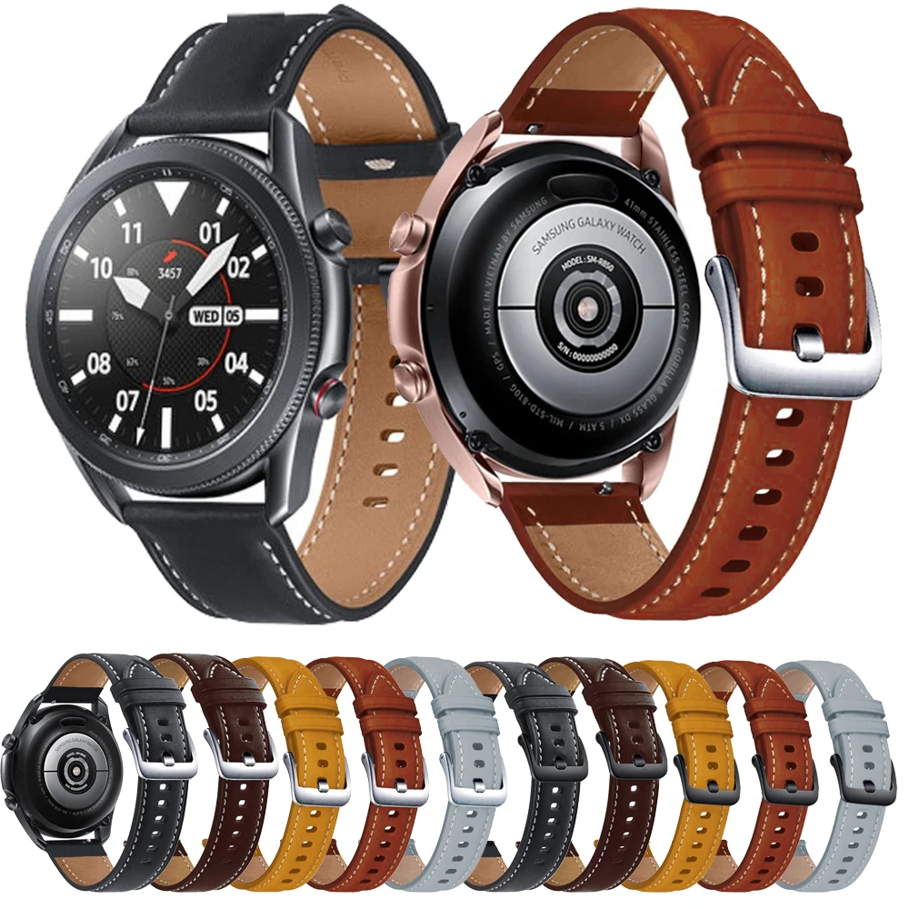 For Samsung Galaxy Watch 3 45mm Sm R840 Strap Genuine Leather Bracelet Quick Release 22mm Watch Strap Watchband Wristband Correa Smart Accessories Aliexpress