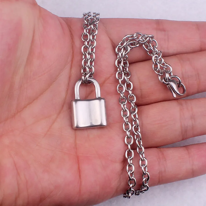 One Lock Цвет не выцветает) многослойная цепочка в стиле хип-хоп панк из нержавеющей стали ожерелье с замком для мужчин ожерелье с лезвием в стиле рок для женщин di067 - Окраска металла: One Lock