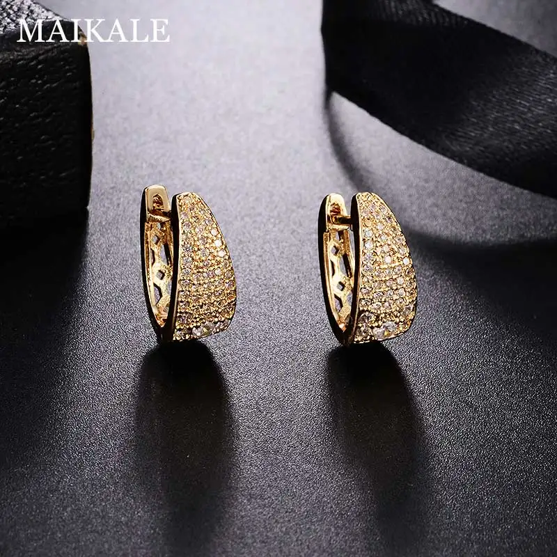 Женские круглые серьги гвоздики MAIKALE простые медные золотистого/серебристого