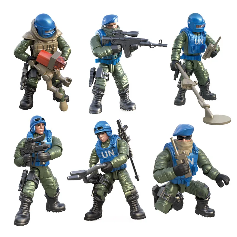 

6pcs Mobility Soldier Military Model Playset special Force Action Figures Kids Toys Plastic Soldier Men whole joint can twist