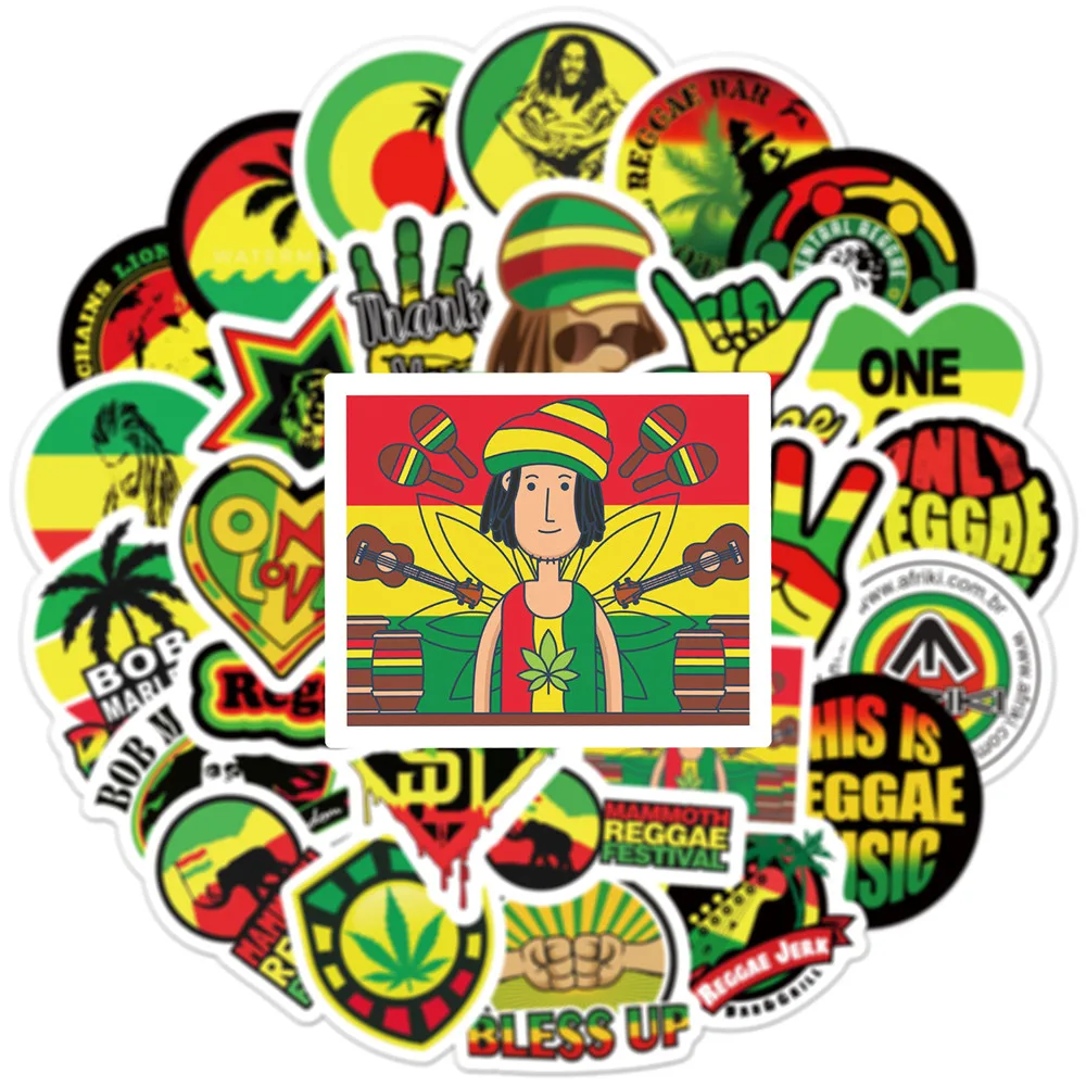 10/30/50pcs Bob Marley Reggae Music Stickers Skateboard Guitar Car Laptop Motorcycle Phone Bike Cool Graffiti Decal Sticker Toy