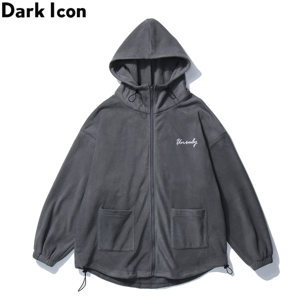 

Dark Icon Sherpa Cardigan Hoodie Men Women Oversized Street Fashion Men's Sweatshirts 2020 New Autumn Man Clothing