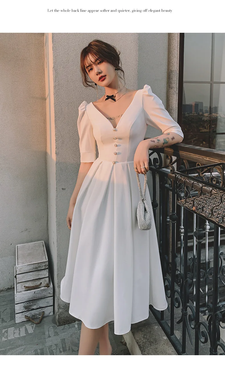 Kaunissan-vestido branco elegante para festas, veste feminina