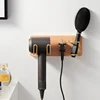 Amgoth Walnut Wood Hair Dryer Holder Organized Rack Wall Mounted Hair Straightener Stand Bathroom  Accessories Set Home 3
