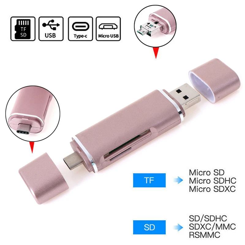 5 в 1 USB 3,1 тип-c TF micro карта памяти считыватель usb C micro usb телефон