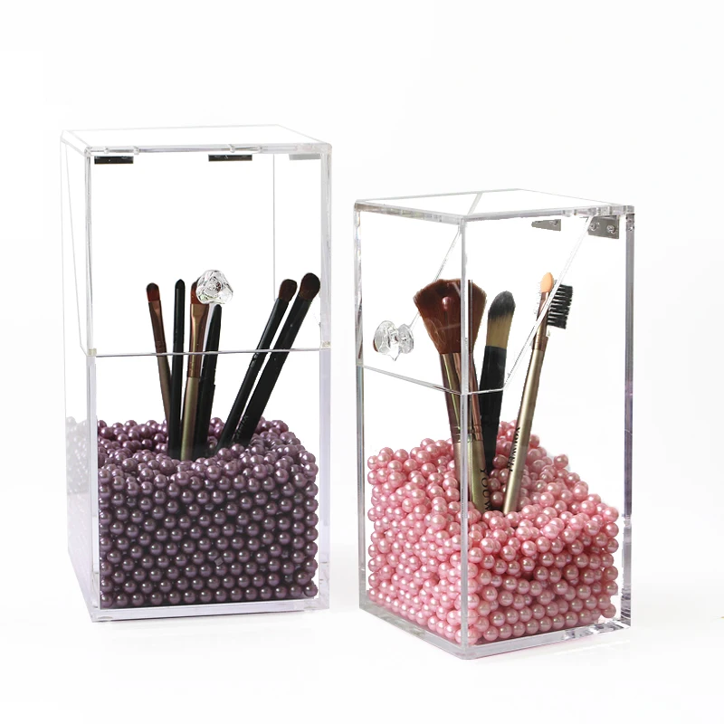 

Fashion Crystal Plastic Makeup Organizer Storage Box For Make Up Brush Cosmetic Storage Organizer Holder Display Container Case