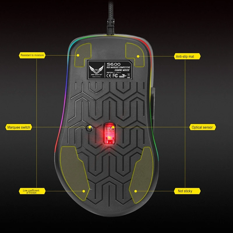 ZERODATE 6 клавиш игровая мышь USB Проводная оптическая RGB профессиональная макро программируемая мышь для PC Gamer