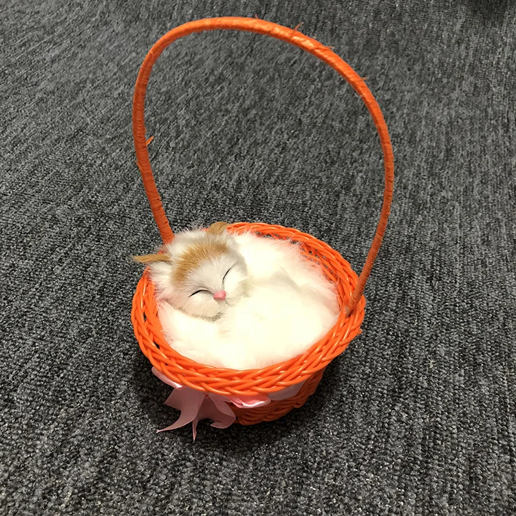 orange cat baske Мини-Корзина для кошек, кошек, плюшевая игрушка, кукла, фигурка модель кошки, кавайные животные, украшение, подвеска, Необычные плюшевые игрушки, подарки для девочек - Цвет: orange cat baske