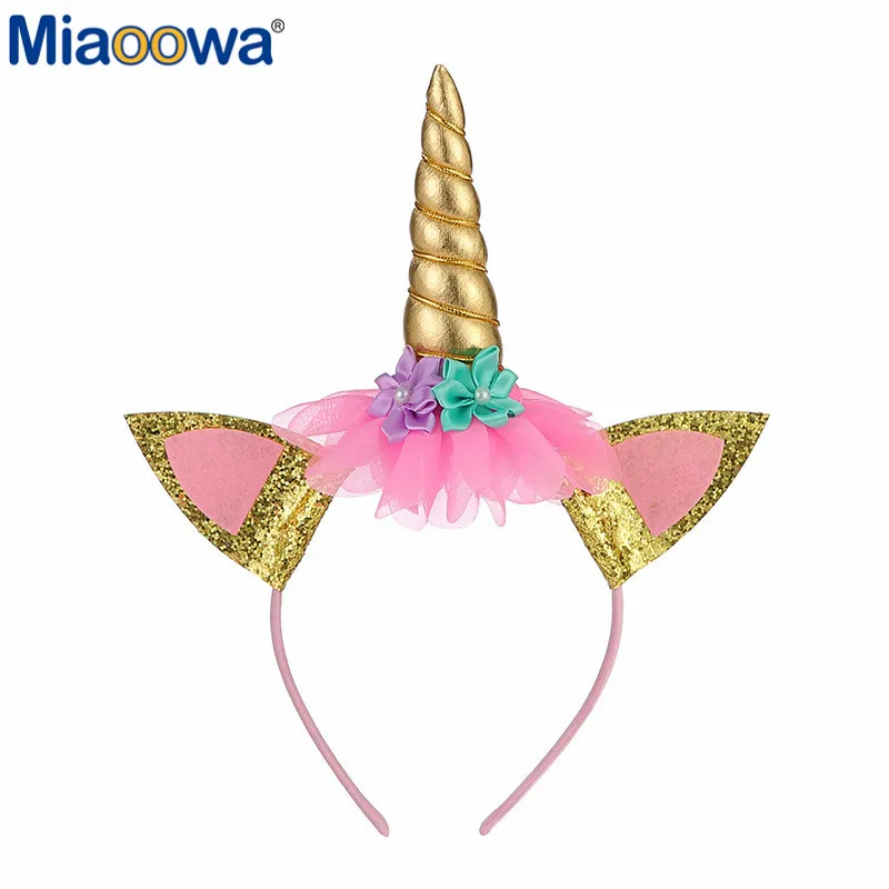 Girls Flowers Cute Unicorn Headbands Children Headwear Plush Toys Photo Props Party Hair Hoop Hairbands Kids Hair Accessories
