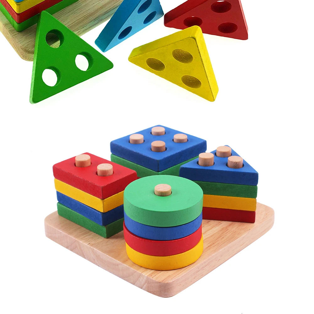 Деревянная детская игрушка блок Монтессори соответствие игры для развития мозга ребенка Детские обучающие игрушки, подарки для детей