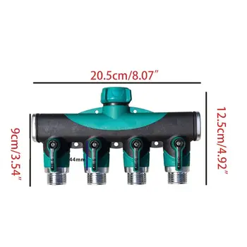 

Garden Hose Splitter Adapter 3/4'' Thread Tap Connector 4 Way Water Irrigation 72XF