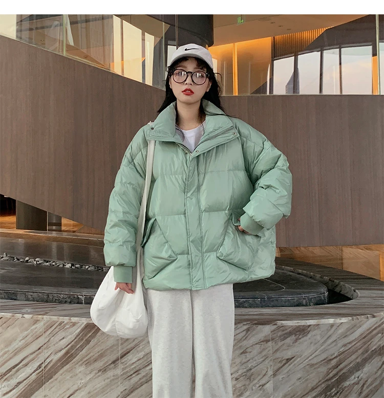 

2021 New Winter Down Jackets Women Stand-up Collar Jacket Coat Woman Short Down Coat Parkas Ladies Glossy Outwear Womens Jackets