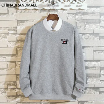 

Season Men Plus Fat Plus Size Length Sleeve Male Fat Man Solid Color Joker Round Neck Sweater Young Men Backing Shirt