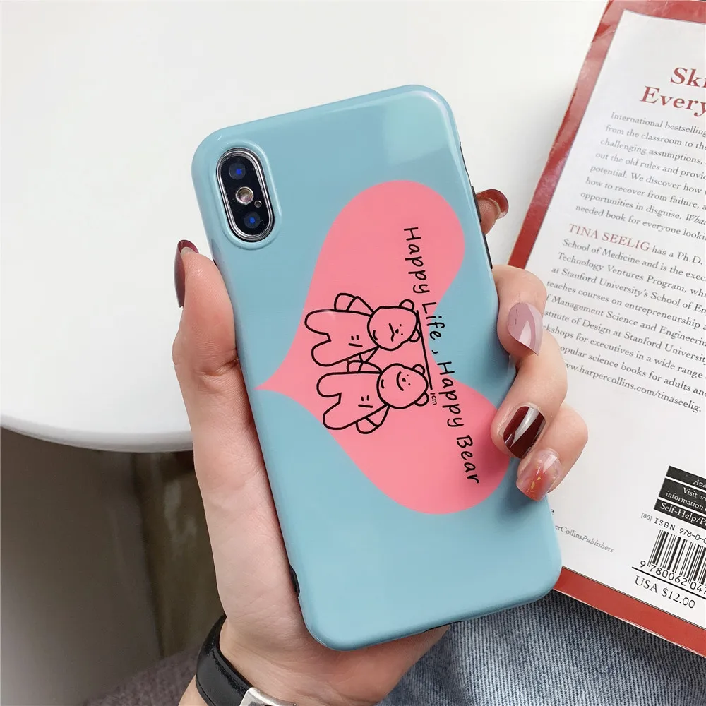 Защитный чехол loving happy bear для iphone 6 7 8/6 7 8 plus/11pro Maxx xs xr/xs max Гладкий мягкий чехол