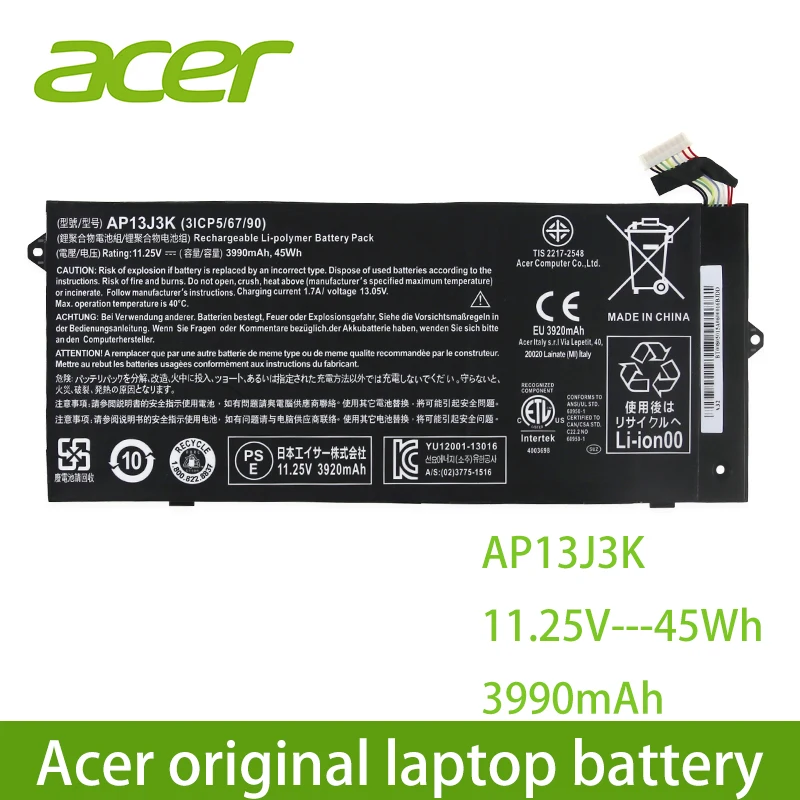 Оригинальный acer ноутбук батарея AP13J3K AP13J4K для хромбук C720 C720P C740 C720-2844 C740-C5U9 ZU12029-13020