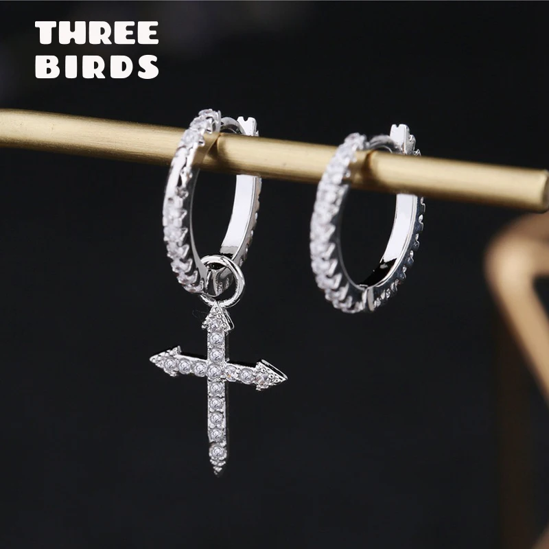Крошечные трендовые асимметричные серьги-кольца с кубическим цирконием, роскошные брендовые прозрачные серебряные серьги с кристаллами для женщин, корейские ювелирные изделия