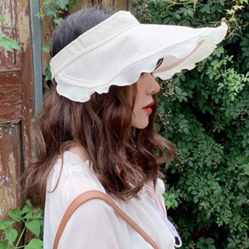 

Sky hat, female hats, summer wave, Korean version, sunscreen, folding sunscreen, red sun shading, white hat, white hat