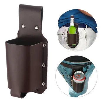 

Metal Rivet Outdoor BBQ Picnic Hiking Beer Wine Beverage Can Bottle Holder Storage Case PU Leather Portable Storage Holder