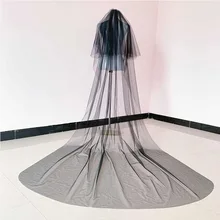 Простая черная вуаль для невесты, двухслойная Фата для невесты с гребнем, длина 3 м, свадебная вуаль для собора, тюль, вуаль, аксессуары для свадьбы