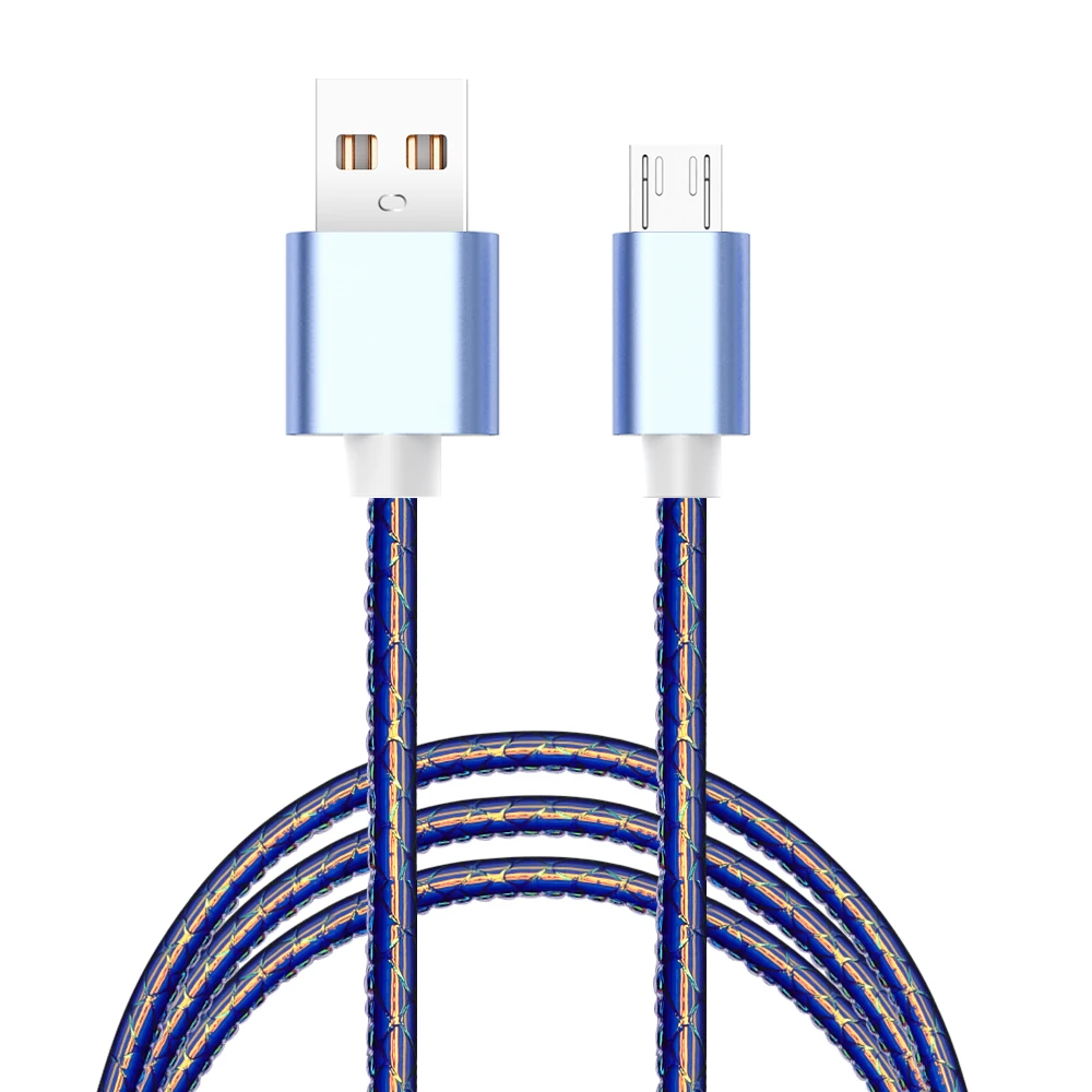 Цветной градиентный USB кабель 2.4A кабель для быстрой зарядки QC3.0 USB C Micro usb телефонный кабель для передачи данных для samsung A50 S9 huawei P30 - Цвет: Blue for Micro