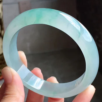 

Natural Burmese Jade Light Green 54-64mm Bracelet Elegant Princess Jewelry Best Gift