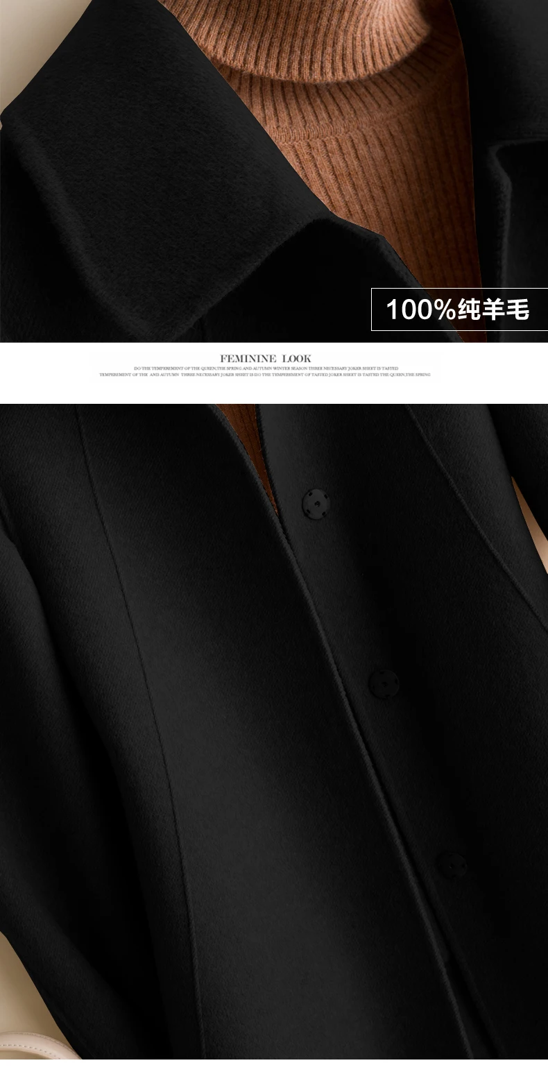New Double-sided Lapel Autumn Coat Women Mid-Long Temperament Winter Wool Coat Warm Comfortable Extra Soft Material Women Coat