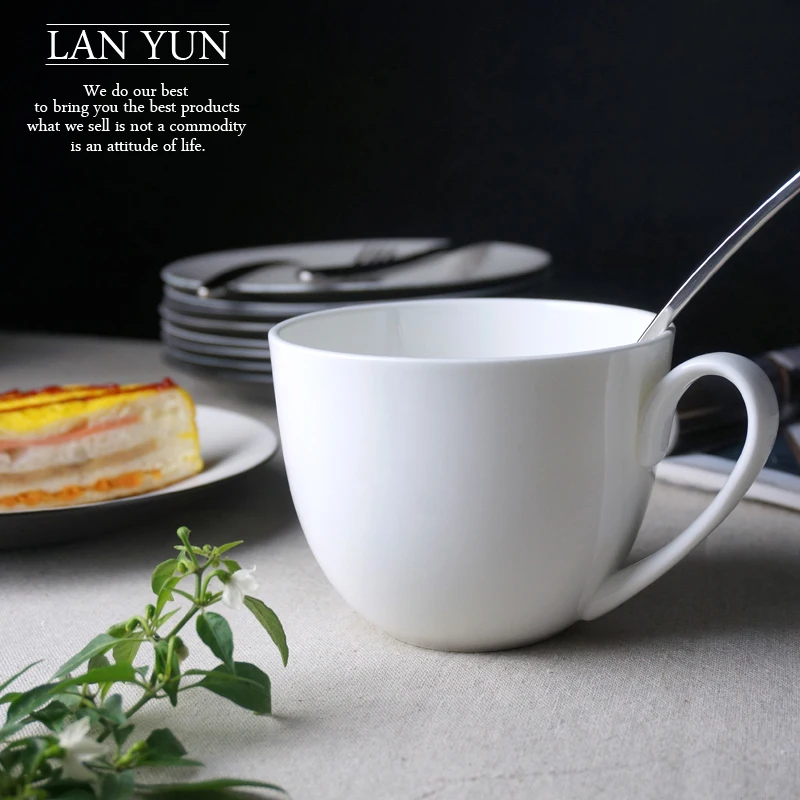 700ML, plain white bone china large tea mugs, square porcelain cup mornin  water, tasse a cafe ceramic coffee cup, tumbler cafe
