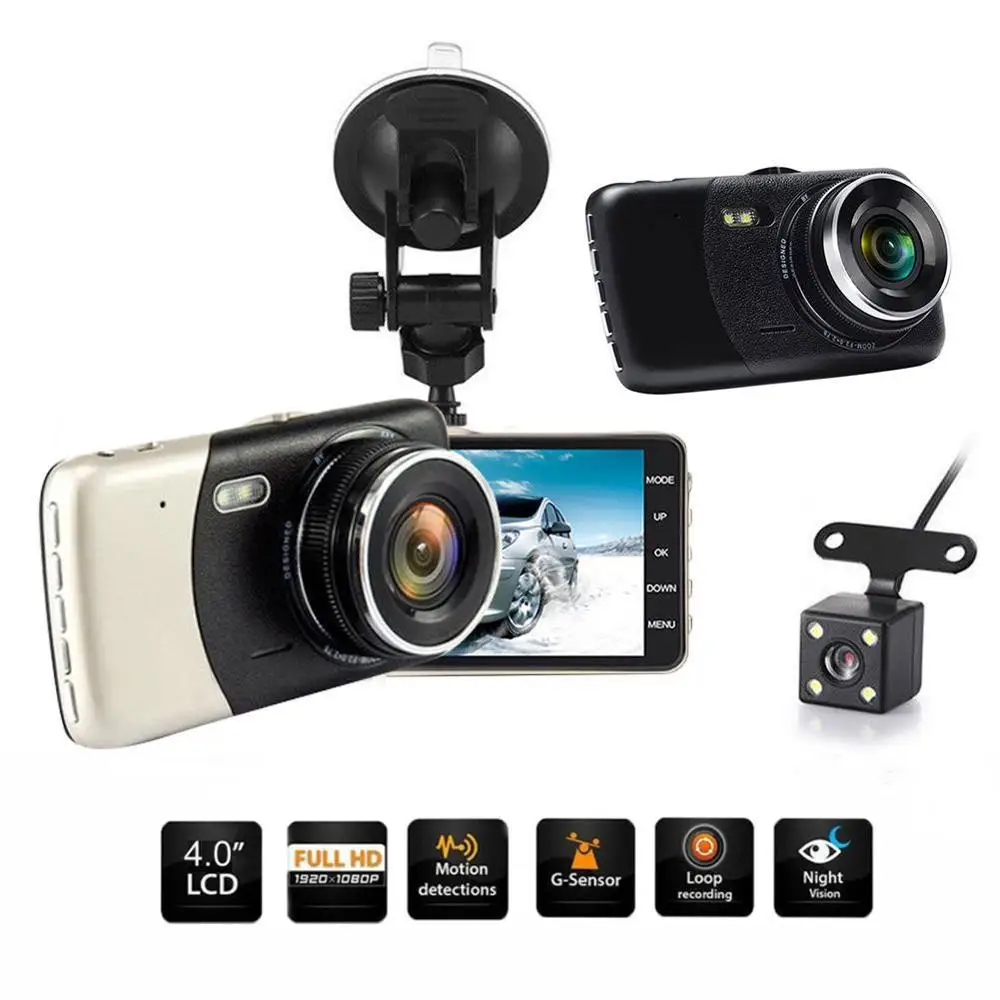 Dashcam " lcd ips Двойной объектив Автомобильный видеорегистратор FHD 1080P камера на приборной панели 170 градусов Автомобильный видеорегистратор для вождения автомобиля видеорегистратор ночного видения