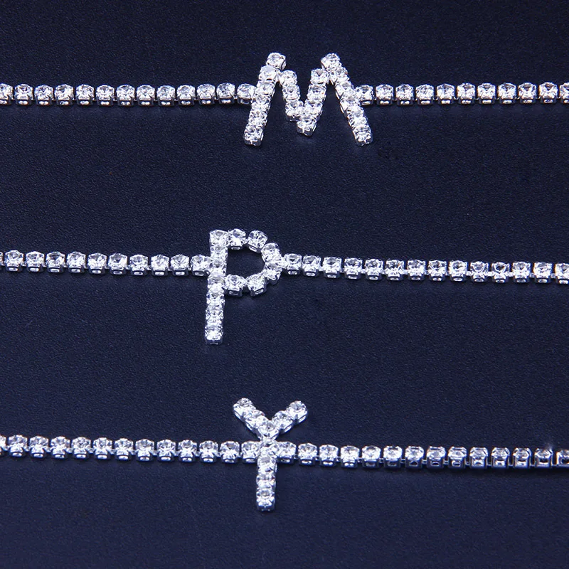 

Shining Crystal Initial Letter Bracelets For Women's bracelets Charm Friendship Bracelets New Simple Charming bijoux femme