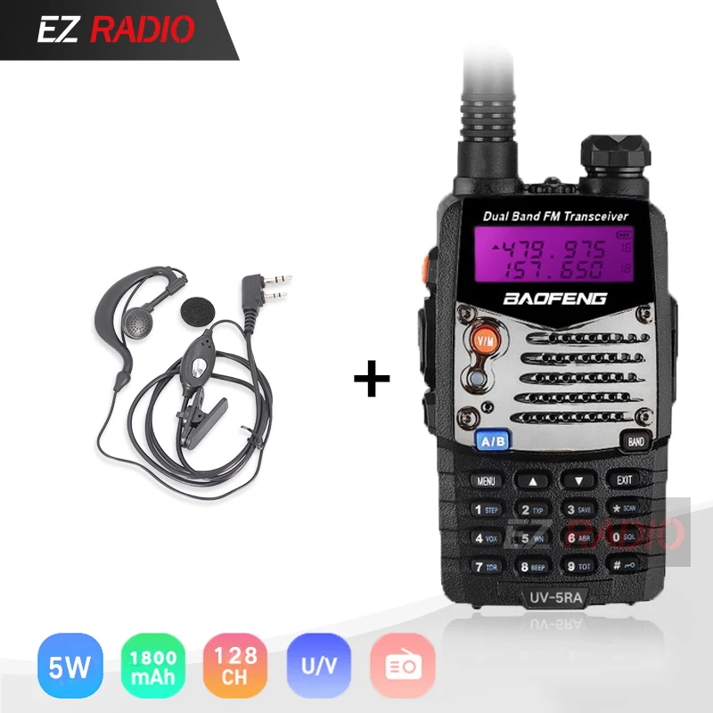 Портативная рация Baofeng UV-5RA портативная CB радио UV5RA 136-174 МГц и 400-520 МГц baofeng UV-5R обновление UV 5RA радиостанции UV5R - Цвет: B-Headset