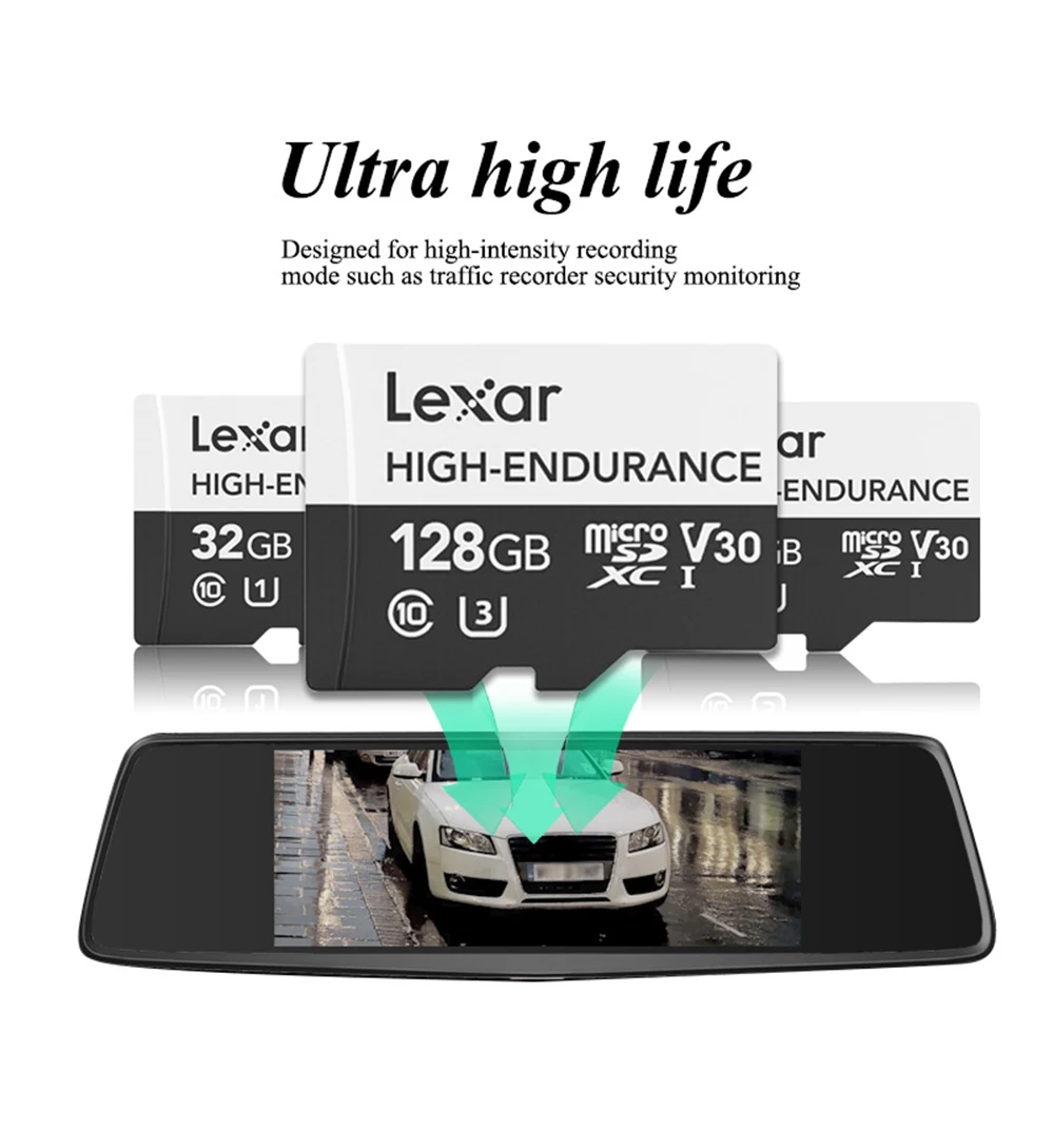 Lexar высокая выносливость Micro SD карта Макс 100 МБ/с./с карта памяти 32 Гб SDHC V10 64 Гб 128 ГБ SDXC V30 C10 Водонепроницаемая TF карта для 4K видео