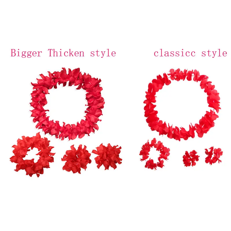 Set Hawaiano Leis Completo: 1 Collana, 1 Fascia E 2 Bracciali Floreali, Per Feste A Tema Luau, Compleanni E Matrimoni