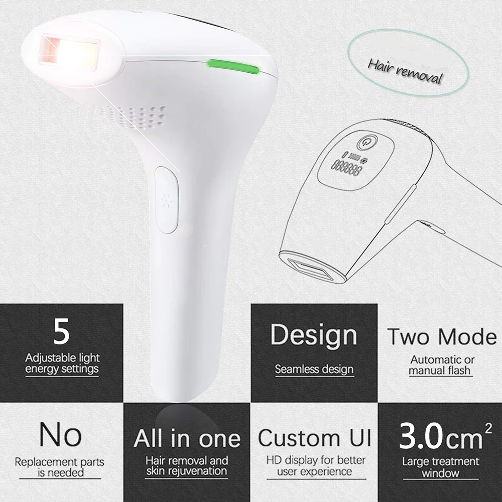Перманентное IPL устройство для эпиляции импульсный свет технология удаления волос безопасный безболезненный Многофункциональный 5 передач ЖК-умный удаление волос