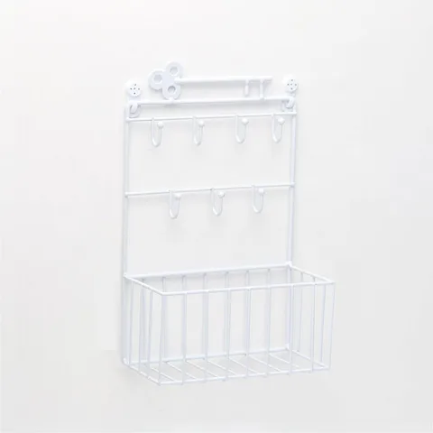 Key Hook Hanging Basket Wrought Iron Shelf Creative Wall Decoration Multifunctional Storage Rack