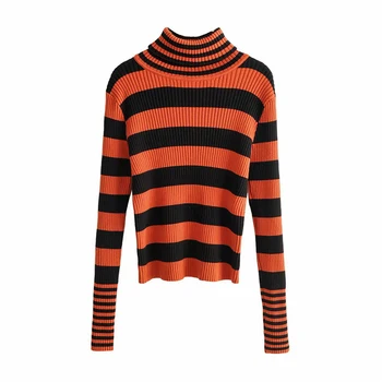 

Autumn Winter Women stripe Pullovers Sweater Knitted Elasticity Casual Jumper Fashion Slim Turtleneck Warm Female Sweaters