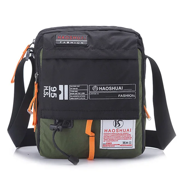 Men Nylon Messenger Bag Shoulder Crossbody Bags Multifunction Fashion Casual Hiking Bicycle Travel Satchel School Handbag XA80ZC army green