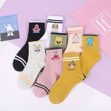 Calcetines de algodón de personaje с мультяшными принтами Harajuku mujer lindo унисекс скейтборд calcetines Hipster moda животных esta