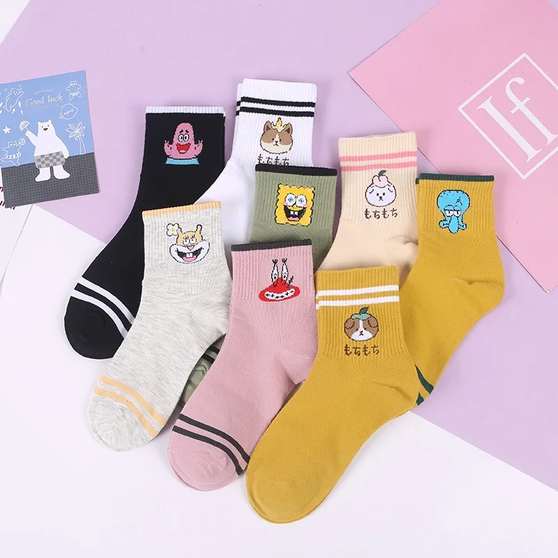 Calcetines de algodón personaje с мультяшными принтами Harajuku mujer lindo унисекс скейтборд calcetines Hipster