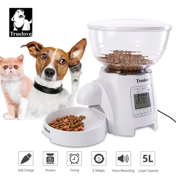 

Truelove 5L Automatic Pet Cat Dog Food Dispenser Timing Voice Recording 5 Meal Electric Dry Food Feeder Detachable Usb Charge