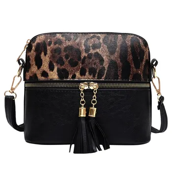 

Luxury Women Leather Handbag High Quality Pu Leopard Shoulder Bag Brand Designer Tassel Crossbody Bags Small Fashion Ladies Bags