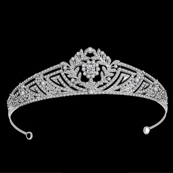 

FORSEVEN Handmade Zircon Tiara Bride Wedding Silver Color Headband Sparkly Alloy Rhinestone Women Crown Gorgeous Headpeice JL