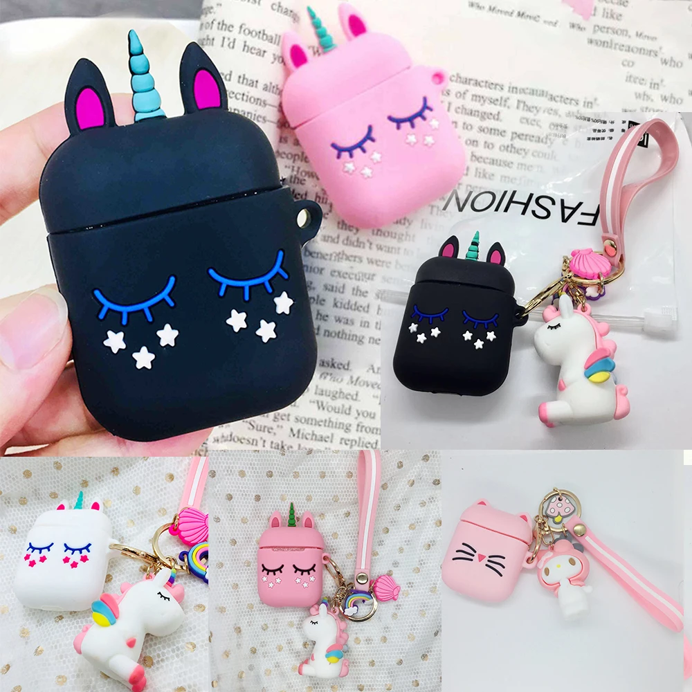 Силиконовый чехол для airpods 2 милый с мультяшными брелоками аксессуары защитный air